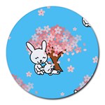floral bunnies Round Mousepad