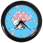 floral bunnies Wall Clock (Black)
