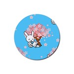 floral bunnies Rubber Round Coaster (4 pack)