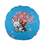 floral bunnies Standard 15  Premium Round Cushion 