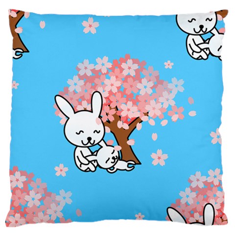 floral bunnies Large Flano Cushion Case (One Side) from ArtsNow.com Front