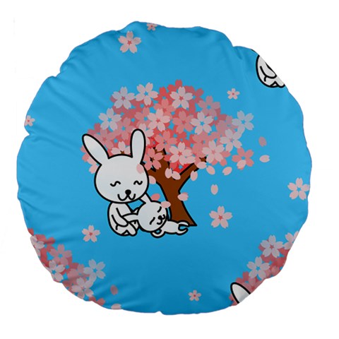 floral bunnies Large 18  Premium Flano Round Cushion  from ArtsNow.com Front