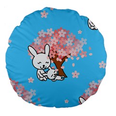 floral bunnies Large 18  Premium Flano Round Cushion  from ArtsNow.com Back