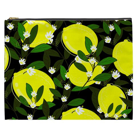 black lemons Cosmetic Bag (XXXL) from ArtsNow.com Front