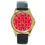 canadian maple leaves  Round Gold Metal Watch