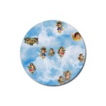 clouds angel cherubs  Rubber Round Coaster (4 pack)