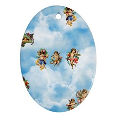 clouds angel cherubs  Oval Ornament (Two Sides) from ArtsNow.com Front