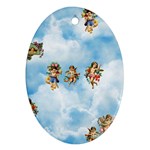 clouds angel cherubs  Oval Ornament (Two Sides)