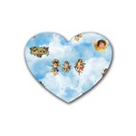clouds angel cherubs  Rubber Heart Coaster (4 pack)