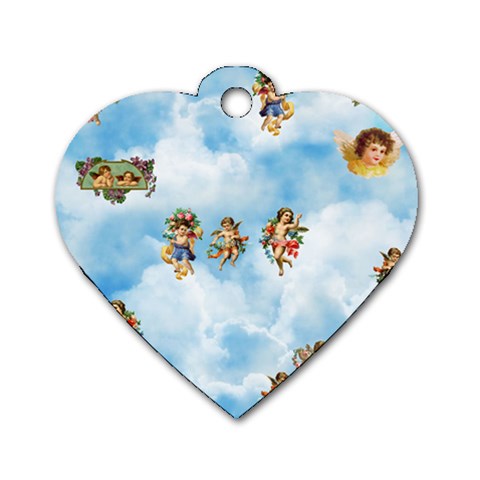 clouds angel cherubs  Dog Tag Heart (Two Sides) from ArtsNow.com Front