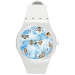 clouds angel cherubs  Round Plastic Sport Watch (M)