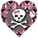 Pink Bow Skull Wooden Puzzle Heart