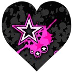 Pink Star Design Wooden Puzzle Heart