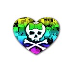 Rainbow Skull Rubber Heart Coaster (4 pack)
