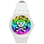 Rainbow Skull Round Plastic Sport Watch (M)