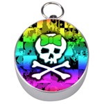 Rainbow Skull Silver Compass