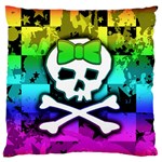 Rainbow Skull Large Flano Cushion Case (One Side)