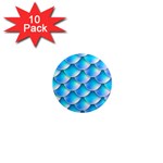 Mermaid Tail Blue 1  Mini Magnet (10 pack) 