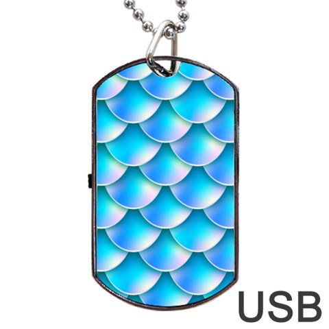 Mermaid Tail Blue Dog Tag USB Flash (Two Sides) from ArtsNow.com Front