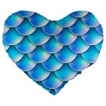 Mermaid Tail Blue Large 19  Premium Heart Shape Cushion