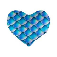 Mermaid Tail Blue Standard 16  Premium Flano Heart Shape Cushion  from ArtsNow.com Front