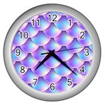 Mermaid Tail Purple Wall Clock (Silver)