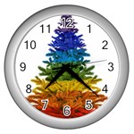 rainbow christmas tree Wall Clock (Silver)