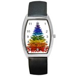 rainbow christmas tree Barrel Style Metal Watch