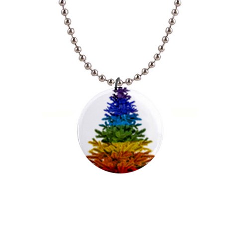 rainbow christmas tree 1  Button Necklace from ArtsNow.com Front