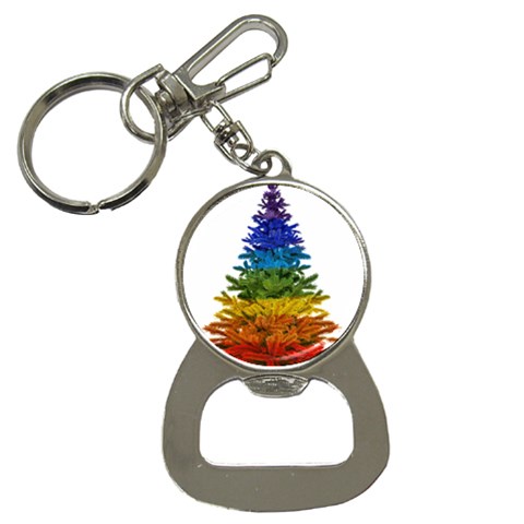 rainbow christmas tree Bottle Opener Key Chain from ArtsNow.com Front