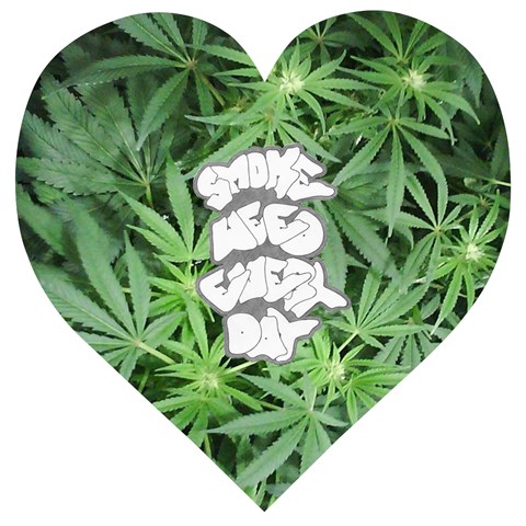 Smoke Weed Every Day Wooden Puzzle Heart from ArtsNow.com Front