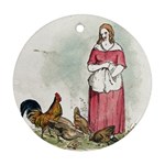 640px-feeding The Chickens (1) Ornament (Round)