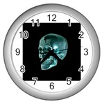 skull graphic Wall Clock (Silver)