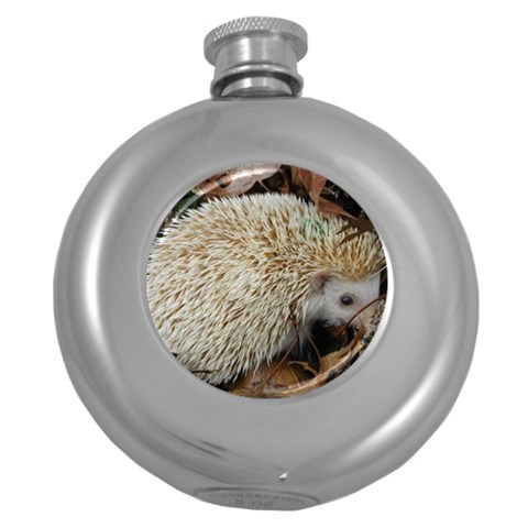 Hedgehog in Leaves Hip Flask (5 oz) from ArtsNow.com Front