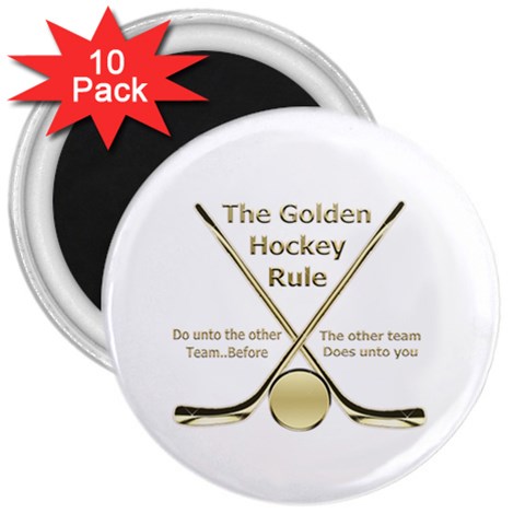 Golden Hockey Rule 3  Magnet (10 pack) from ArtsNow.com Front