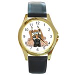 CF Pup space for rent Round Gold Metal Watch