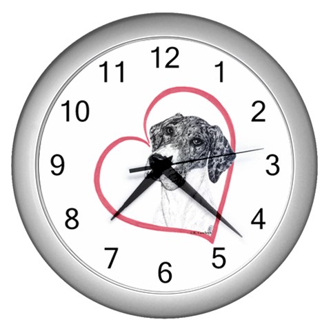 NMtlMrl Dots Heartline Wall Clock (Silver) from ArtsNow.com Front