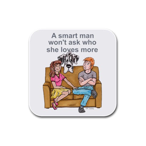 NH Smart Man Rubber Square Coaster (4 pack) from ArtsNow.com Front