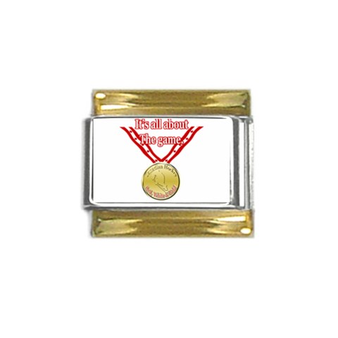 Canadian Hockey 2 Gold Trim Italian Charm (9mm) from ArtsNow.com Front