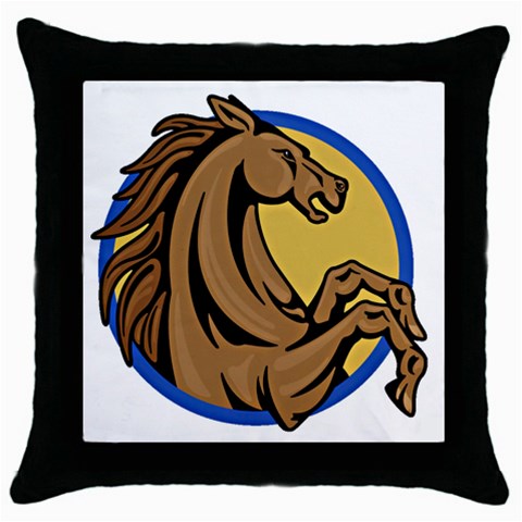 Horse circle Throw Pillow Case (Black) from ArtsNow.com Front