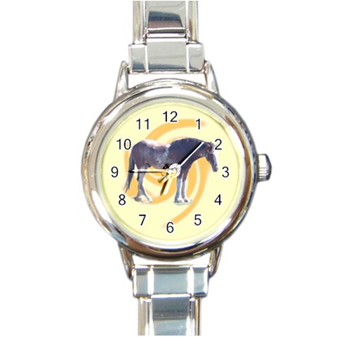 Clydesdale 2 Round Italian Charm Watch from ArtsNow.com Front