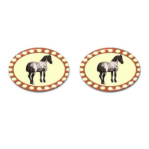 Vintage horse 3 Cufflinks (Oval) from ArtsNow.com Front(Pair)