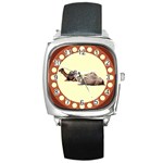 Sitting camels Square Metal Watch