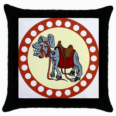 Smiling donkey Throw Pillow Case (Black) from ArtsNow.com Front
