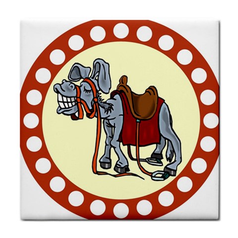 Smiling donkey Tile Coaster from ArtsNow.com Front