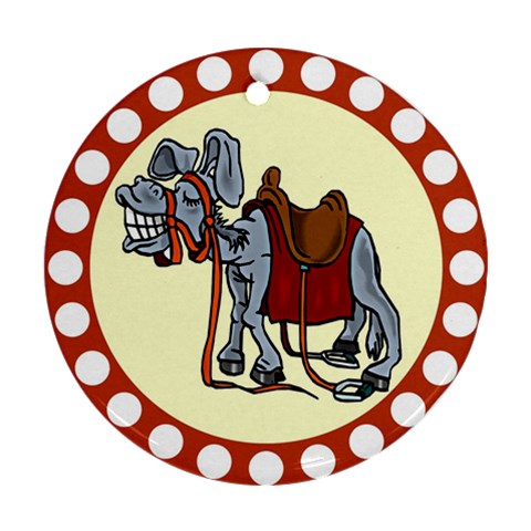 Smiling donkey Ornament (Round) from ArtsNow.com Front