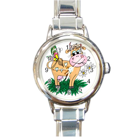 Cute cow Round Italian Charm Watch from ArtsNow.com Front