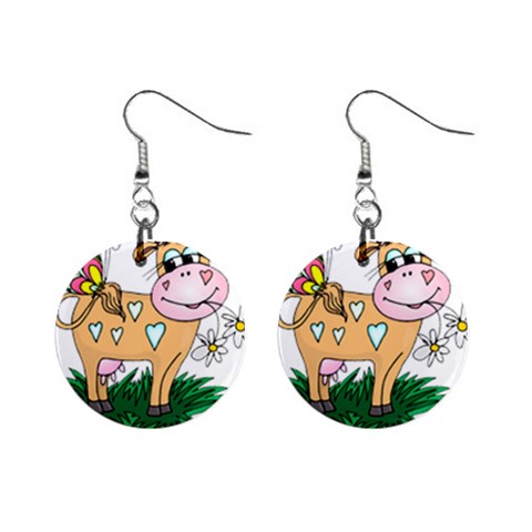 Cute cow 1  Button Earrings from ArtsNow.com Front