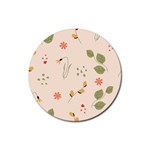 Spring Art Floral Pattern Design Rubber Coaster (Round)