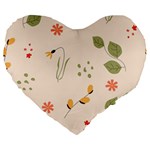 Spring Art Floral Pattern Design Large 19  Premium Flano Heart Shape Cushions